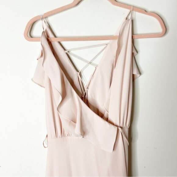 WAYF The Jamie Maxi Dress Ruffle Wrap Attached Tie Waist Gown Ballet Pink XXS - Picture 8 of 16